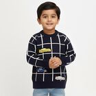 Boys Deep Midnight Navy Blue Crew Neck Casual Pullover, Navy Blue, small image number null