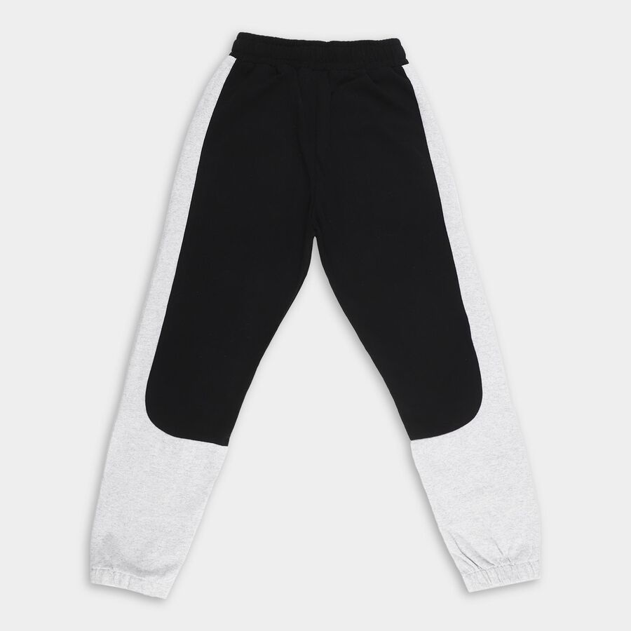 Boys' Black and Grey Color-Block Cotton Blend Pyjama, काला, large image number null