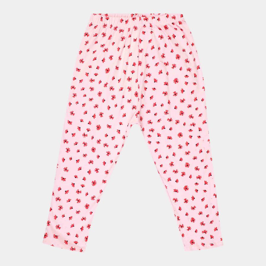 Girls Printed Ankle Length Leggings, Pink, large image number null