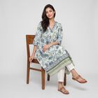 Women's Light Blue Cotton V-Neck Floral Printed Kurta, Light Blue, small