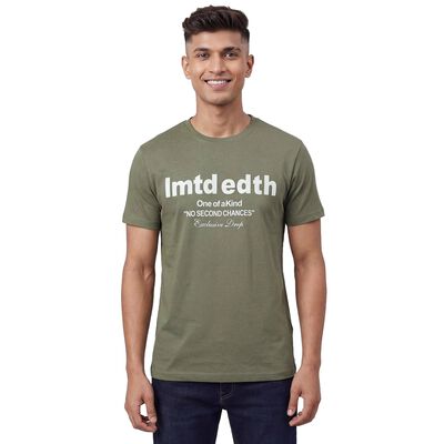 Men's Light Green Round Neck Graphic Printed T-Shirt