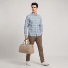 Men's Light Blue Cotton Long Sleeves Spread Collar Casual Shirt, मध्यम नीला, small