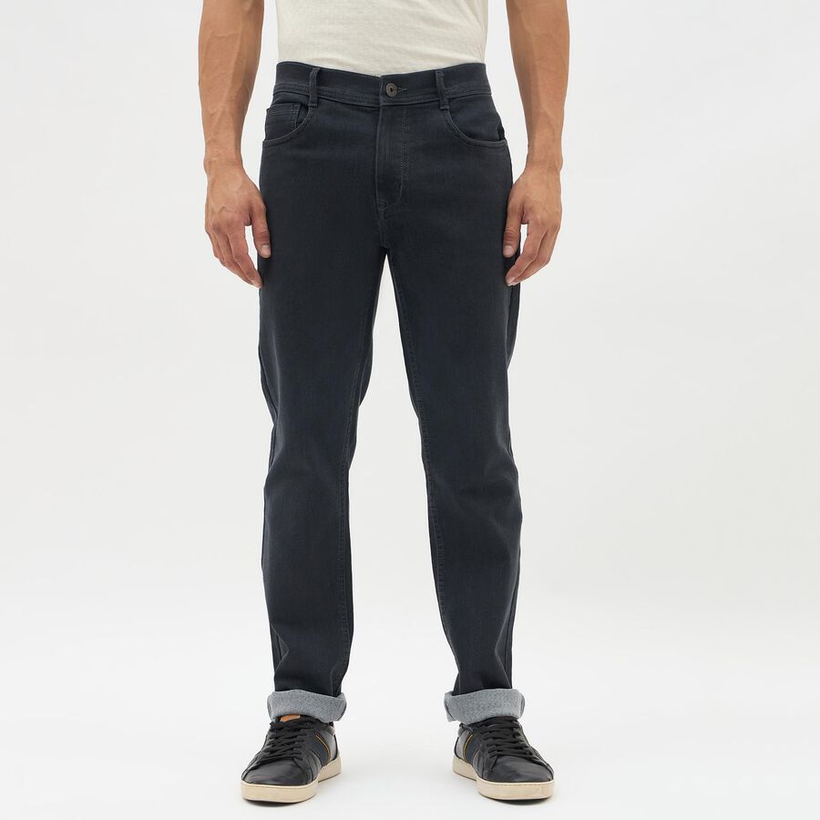 Men's Jet Black Slim Fit Classic Jeans, Dark Grey, large