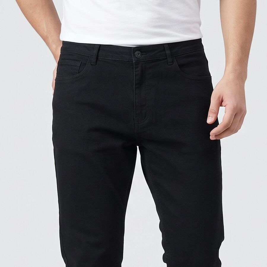 Men's Dark Grey Slim Fit Solid Jeans, Dark Grey, large