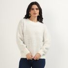 Women's Off White Crew Neck Casual Pullover, ऑफ व्हाइट, small image number null