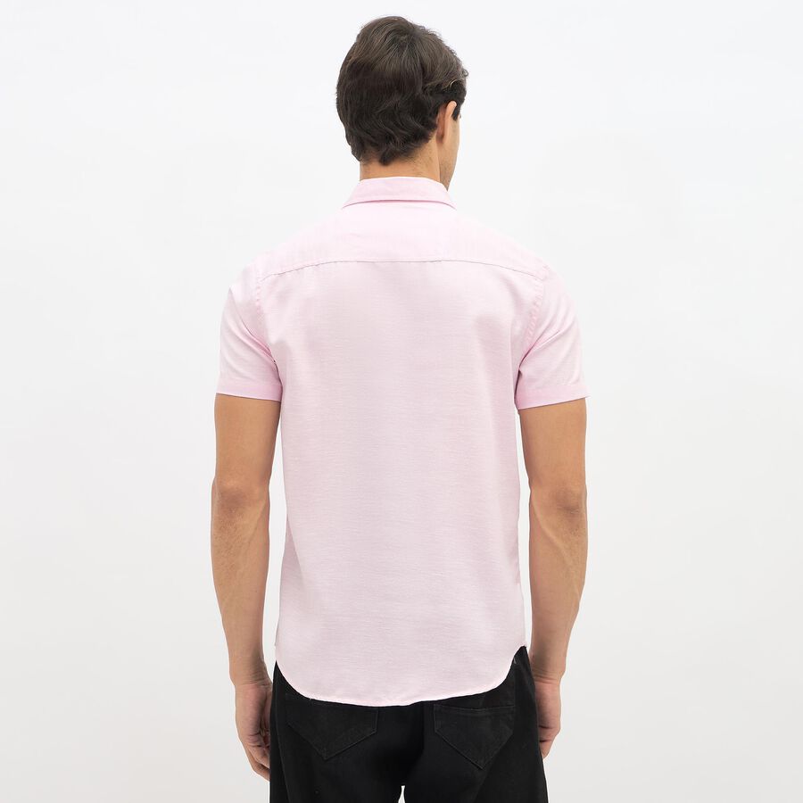 Men's Light Pink Slim Fit Half Sleeve Classic Casual Shirt, Pink, large image number null