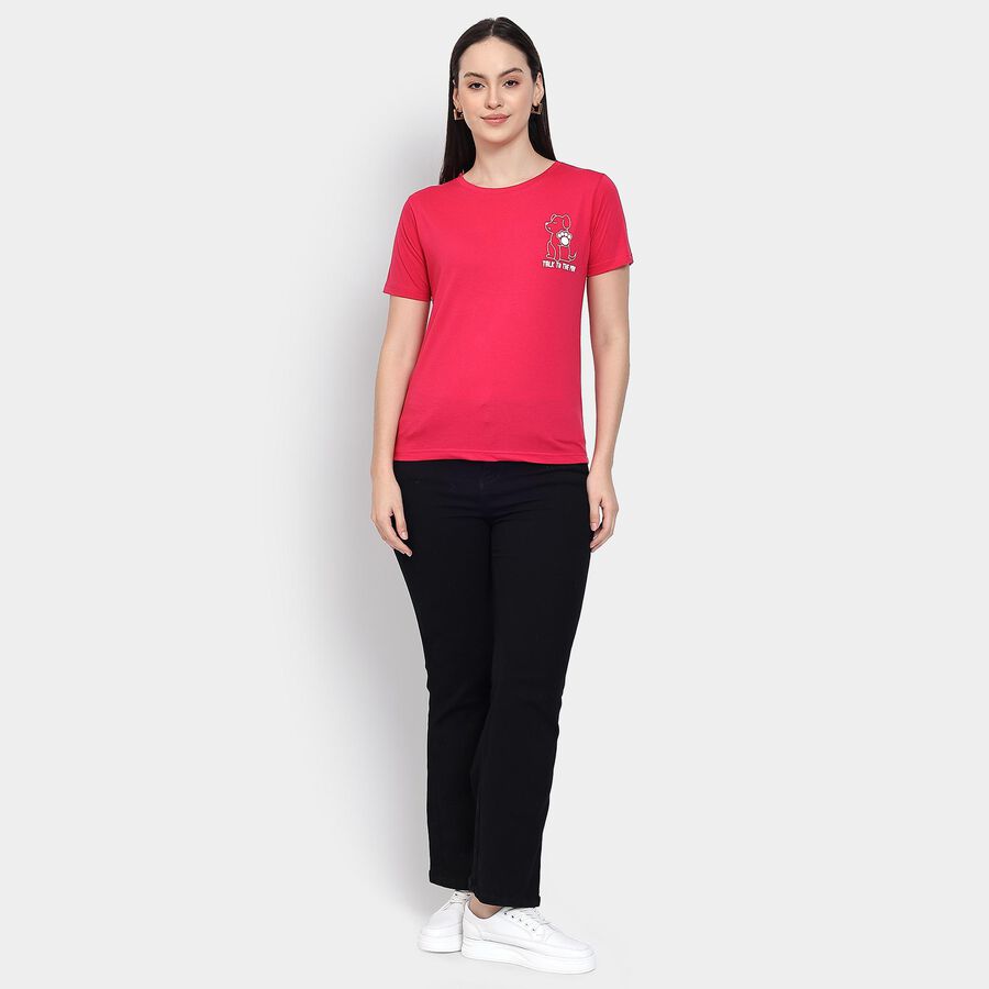 Ladies' Round Neck T-Shirt , रानी (फ्यूशिया), large image number null