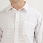 Men's Snow White Cotton Spread Collar Casual Shirt, सफ़ेद, small image number null