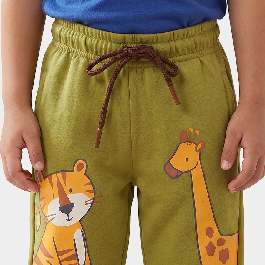 Boys' Olive Green Animal Print Jogger Pyjama, Olive, large
