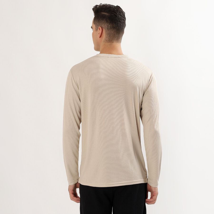 Men's Light Beige Crew Neck Casual T-Shirt, Beige, large image number null