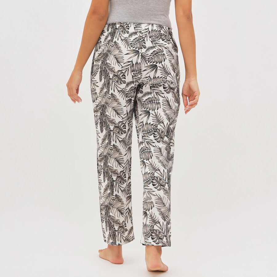 Women's White Tropical Printed Elastic Waist Pyjama, सफ़ेद, large image number null