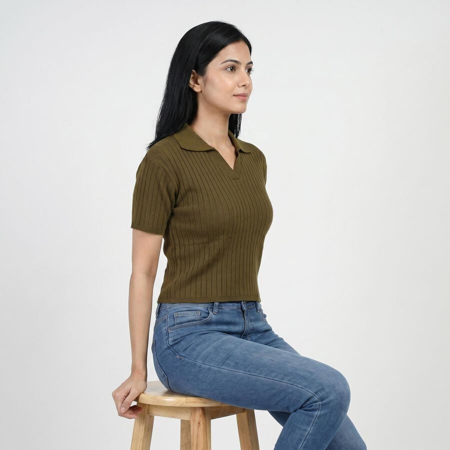 Women's Olive Green Top, Olive, large