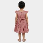 Girls' Pink Bow Embellished Pleated Party Wear Frock, हल्का गुलाबी, small