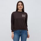 Women's Dark Chocolate Brown Crew Neck Casual Sweatshirt, भूरा, small image number null