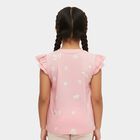 Girls Light Pink Cotton Round Neck Casual T-Shirt, हल्का गुलाबी, small