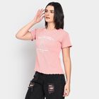 Ladies' Round Neck T-Shirt, गुलाबी, small