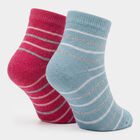 Girls Regular Fit Striped Pack of 2 Socks ( Blue, Pink ), गुलाबी, small