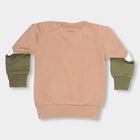 Infants Beige Cotton Crew Neck Casual T-Shirt, Beige, small image number null