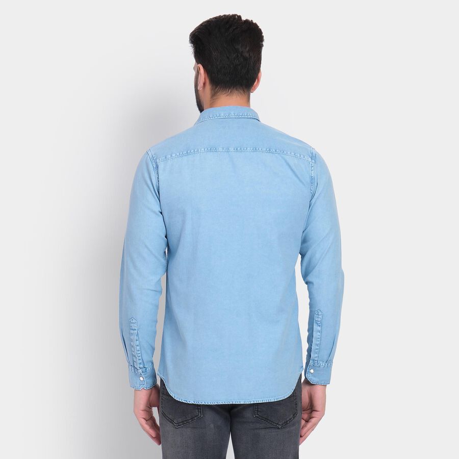 Men's 100% Cotton Casual Shirt , Mid Blue, large image number null