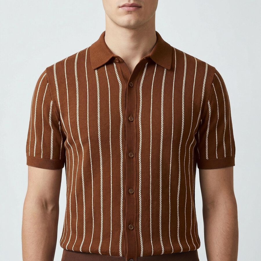 Men's Brown Classic Casual Shirt, Brown, large