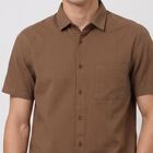 Men's Brown Cotton Regular Fit Casual Shirt, Brown, small