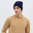 Men's Deep Navy Blue Knitted Beanie Cap, नेवी ब्लू, small image number null