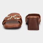 Women's Tan Slip-On Block Heel Sandals, Tan, small