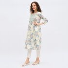 Women's Light Blue Round Neck Embroidered Kurta, हल्का नीला, small image number null