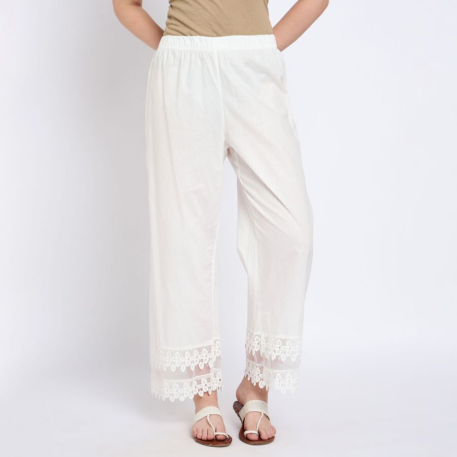 Ladies' Cotton Palazzos, Off White, large image number null