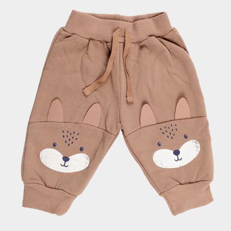 Infants Warm Beige Animal Print Cotton Blend Pyjama, गहरा पीला, large image number null
