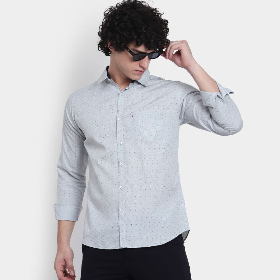 Printed Casual Shirt, Light Grey, large image number null