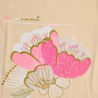 Girls Light Beige Cotton Round Neck Casual T-Shirt, गहरा पीला, small image number null