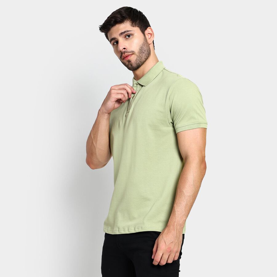 Men's Collared Half Sleeves T-Shirt , हल्का हरा, large image number null