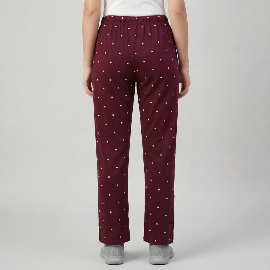 Women's Wine Regular-fit Heart Printed Pyjama, Wine, large