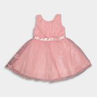 Girls' Soft Pink Floral Embroidered Sleeveless Flared Frock, Pink, small image number null