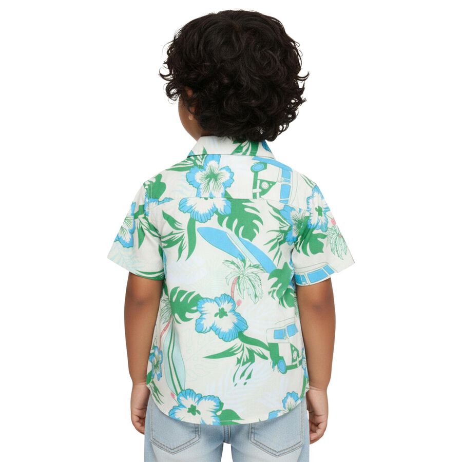 Boys Light Green and Blue Cotton Half Sleeve Classic Casual Shirt, हल्का हरा, large image number null