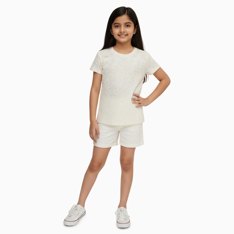 Girls' T-Shirt, ऑफ व्हाइट, large image number null