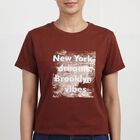 Women's Rust Round Neck Casual T-Shirt, रस्ट, small