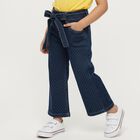 Girls' Dark Indigo Wide-Leg Polka Dot Jeans, Dark Blue, small image number null