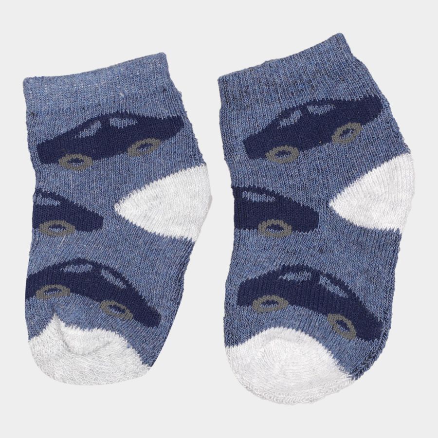 Infants Cotton Stripes Socks, Melange Blue, large image number null