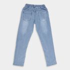 Boys' Light Powder Blue Regular Fit Elastic Waist Jeans, मध्यम नीला, small