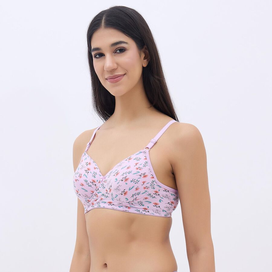 Women's Soft Pink Cotton Blend V-Neck Casual Bra, गुलाबी, large image number null