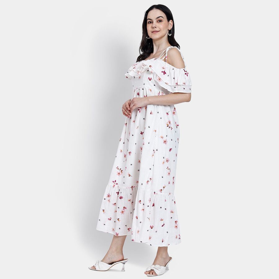 Ladies' 100% Cotton Dress, Off White, large image number null