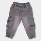 Infants' Washed Grey Regular Fit Rib Waist Cargo Jeans, Dark Grey, small image number null