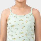 Girls' Mint Green Cotton Round Neck Sleeveless Vest, हल्का हरा, small