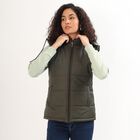 Women's Olive Hooded Sleeveless Puffer Jacket, Olive, small image number null