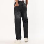 Men's Charcoal Black Straight Fit Stone-Wash Jeans, Dark Grey, small image number null