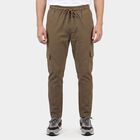 Men's Beige Slim Fit Cargo Jogger, गहरा पीला, small