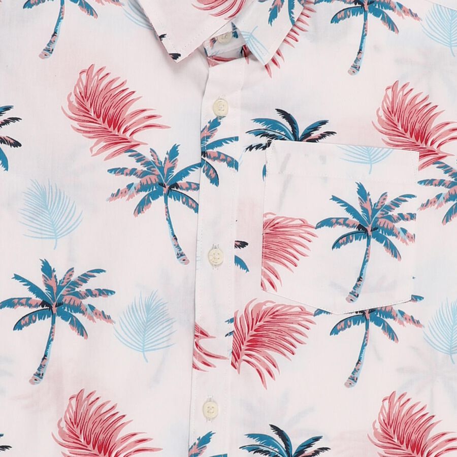 Boys' Rich Eggshell White Cotton Half Sleeve Classic Casual Shirt, White, large image number null