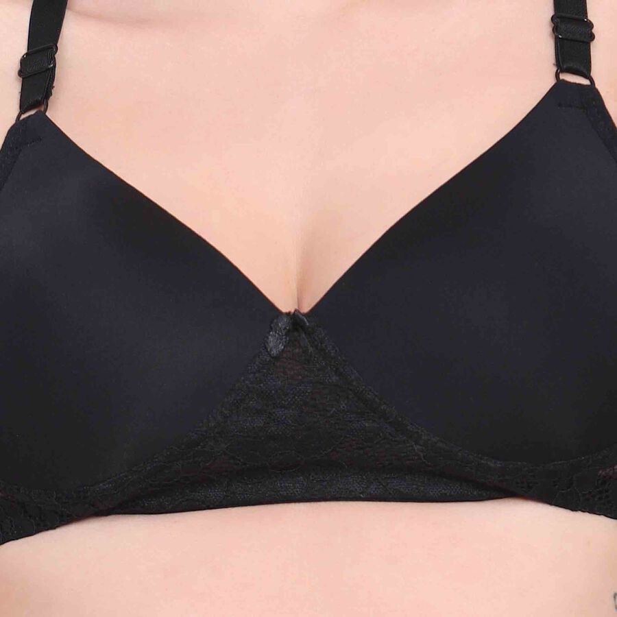 Half Lace Bra, Black, large image number null